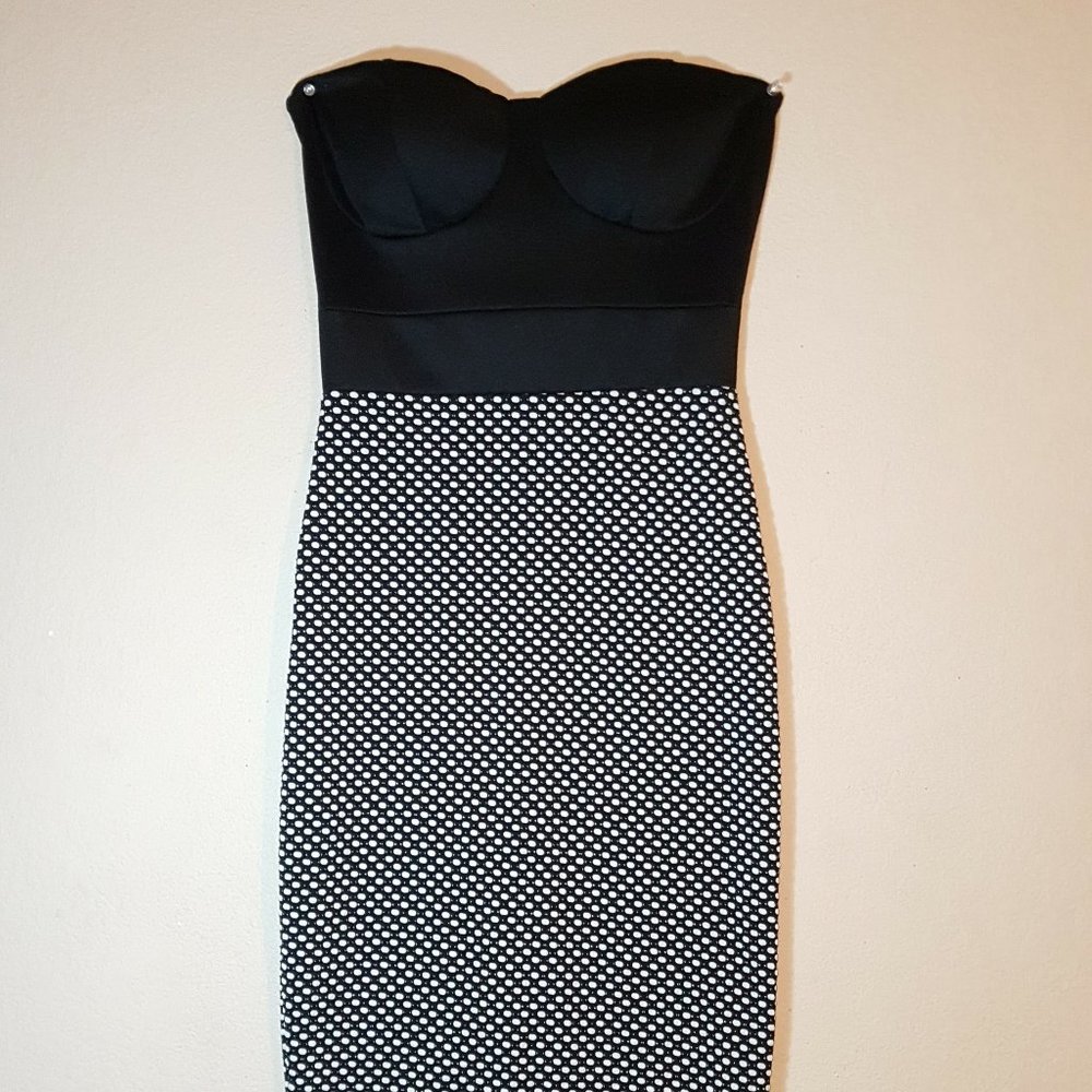 Strapless Black and White Polka Dot Women's Dress Small/Medium